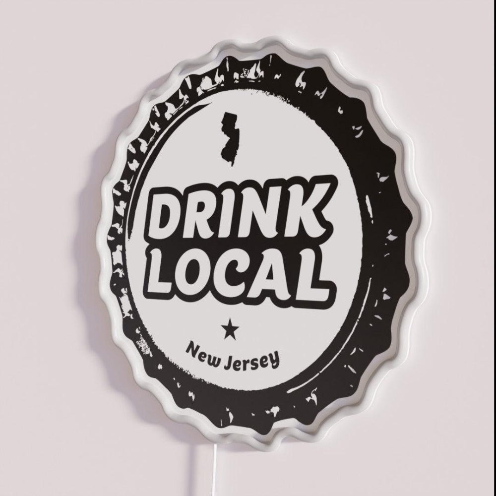 Drink Local New Jersey Craft Beer Bottle Cap Rgb Led Neon Sign - Shineneon
