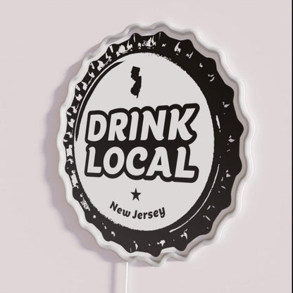 Drink Local New Jersey Craft Beer Bottle Cap Rgb Led Neon Sign - Shineneon