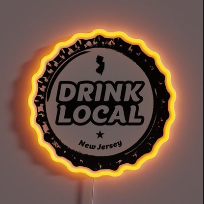 Drink Local New Jersey Craft Beer Bottle Cap Rgb Led Neon Sign - Shineneon