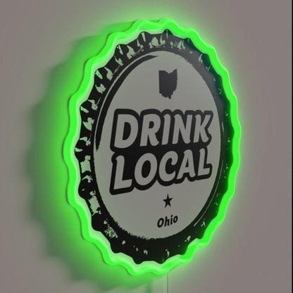 Drink Local Ohio Craft Beer Bottle Cap Rgb Led Neon Sign - Shineneon