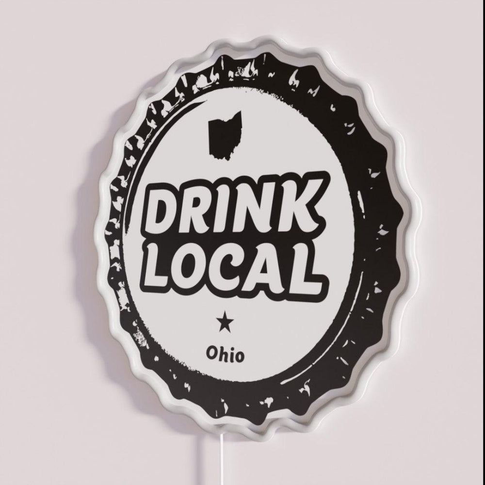 Drink Local Ohio Craft Beer Bottle Cap Rgb Led Neon Sign - Shineneon