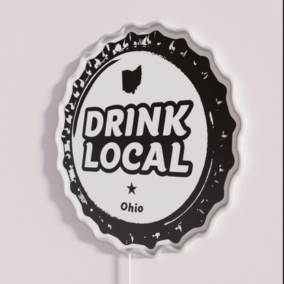 Drink Local Ohio Craft Beer Bottle Cap Rgb Led Neon Sign - Shineneon