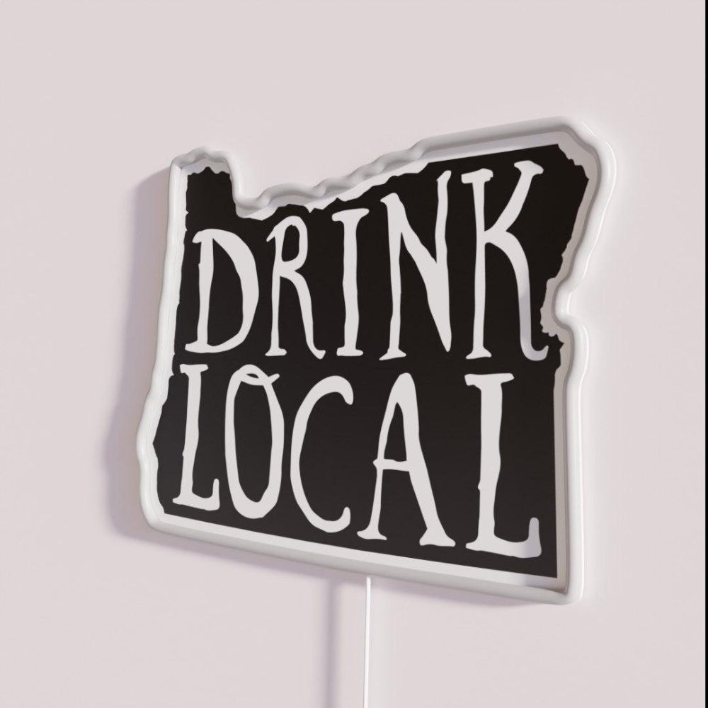 Drink Local Oregon State Outline Craft Beer Rgb Led Neon Sign - Shineneon