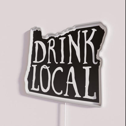 Drink Local Oregon State Outline Craft Beer Rgb Led Neon Sign - Shineneon