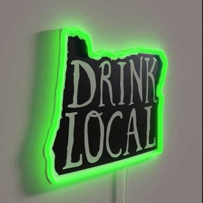 Drink Local Oregon State Outline Craft Beer Rgb Led Neon Sign - Shineneon