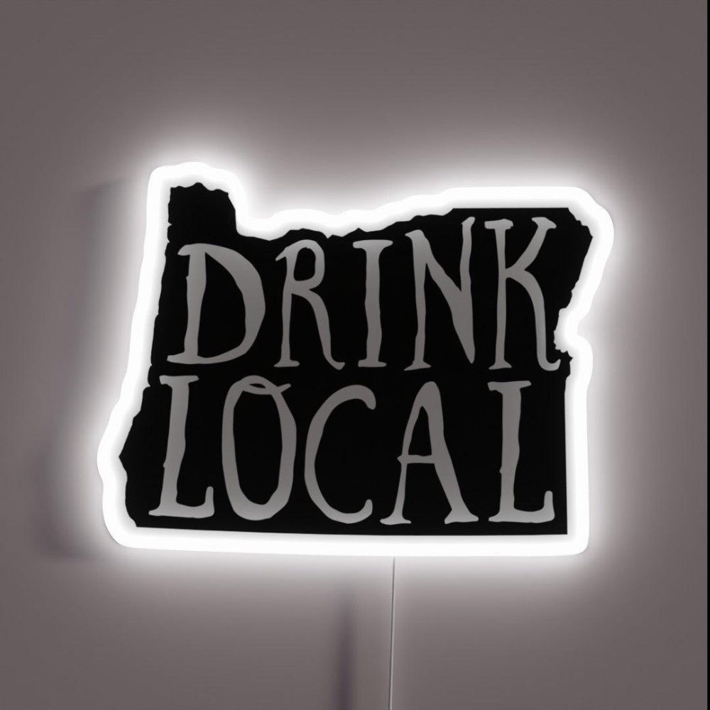 Drink Local Oregon State Outline Craft Beer Rgb Led Neon Sign - Shineneon