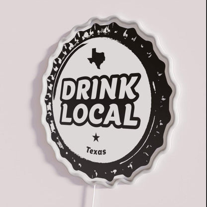 Drink Local Texas Craft Beer Bottle Cap Rgb Led Neon Sign - Shineneon