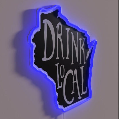 Drink Local Wisconsin State Outline Craft Beer Rgb Led Neon Sign - Shineneon