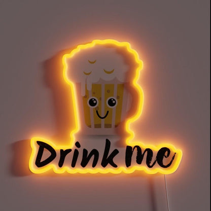 Drink Me Drink Beer Soda Glass Rgb Led Neon Sign - Shineneon