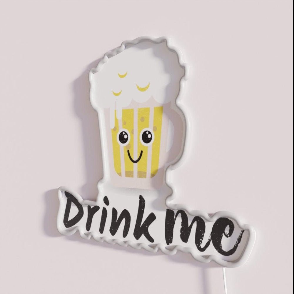 Drink Me Drink Beer Soda Glass Rgb Led Neon Sign - Shineneon