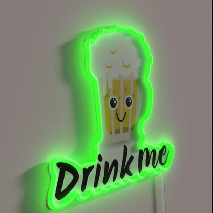 Drink Me Drink Beer Soda Glass Rgb Led Neon Sign - Shineneon