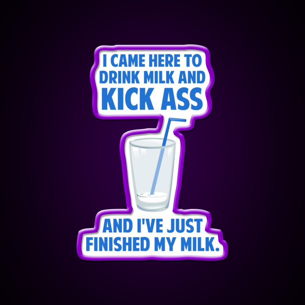 Drink Milk And Kick Ass Man Cave Bar Led Neon Sign Rgb Color