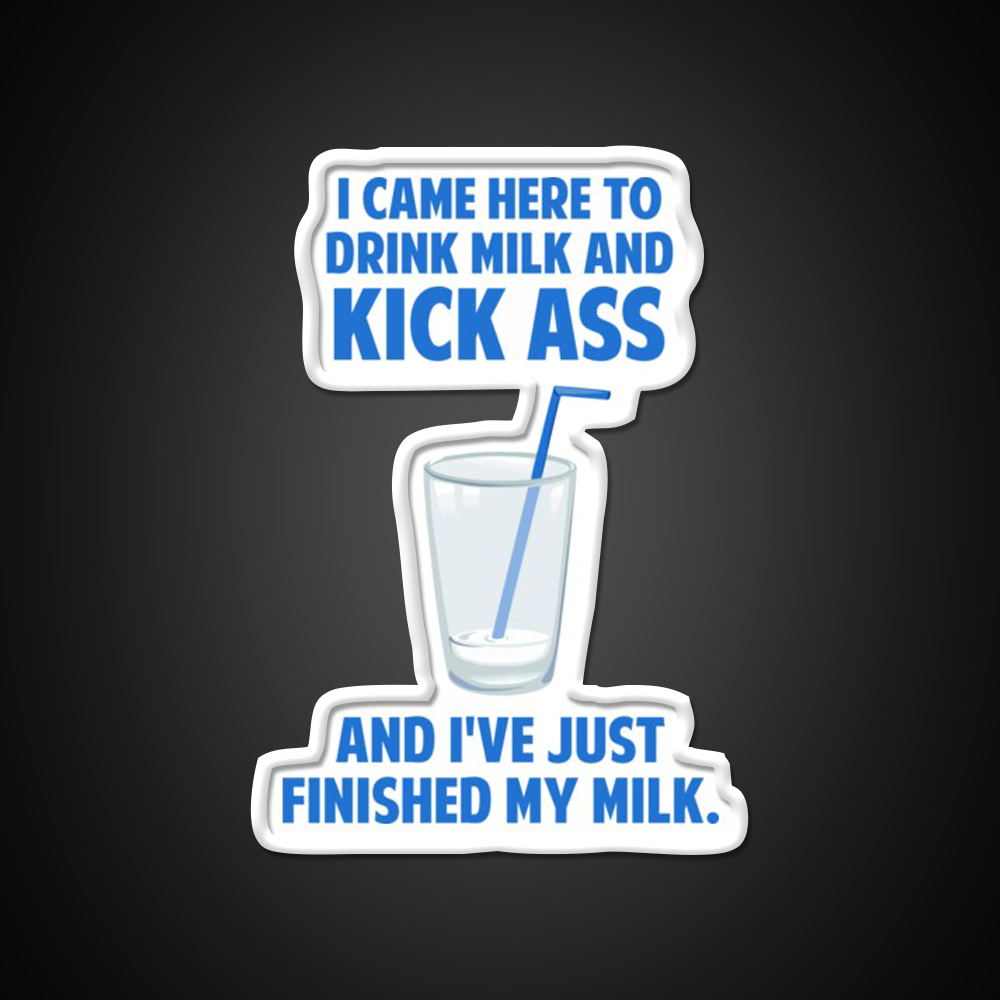 Drink Milk And Kick Ass Man Cave Bar Led Neon Sign Rgb Color