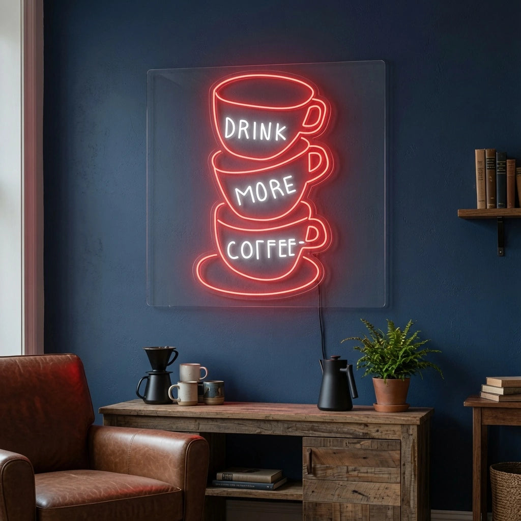 Drink Mom Coffee Wall Decor LED Neon Sign - 03 Real Lifestyle Scene