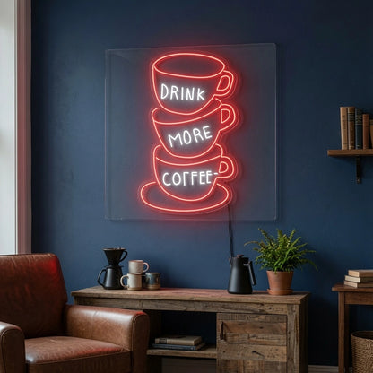 Drink Mom Coffee Wall Decor LED Neon Sign - 03 Real Lifestyle Scene