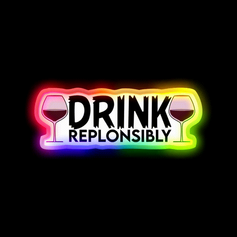 Drink Replonsibly Funny Man Cave Bar Led Neon Sign Rgb Color - LED neon sign close-up detail