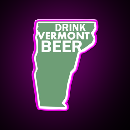 Drink Vermont Beer Bar Decor Led Neon Sign Rgb Color - Neon sign mounted on wall in room