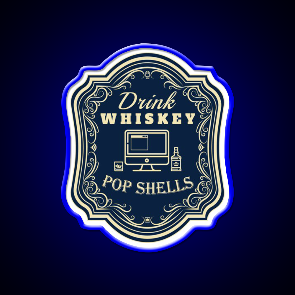 Drink Whiskey Pop Shells Whiskey Drink Bar Led Neon Sign Rgb Color