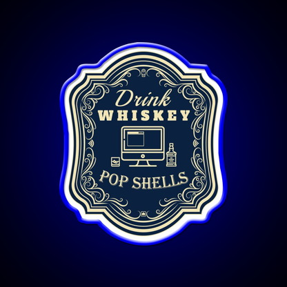 Drink Whiskey Pop Shells Whiskey Drink Bar Led Neon Sign Rgb Color