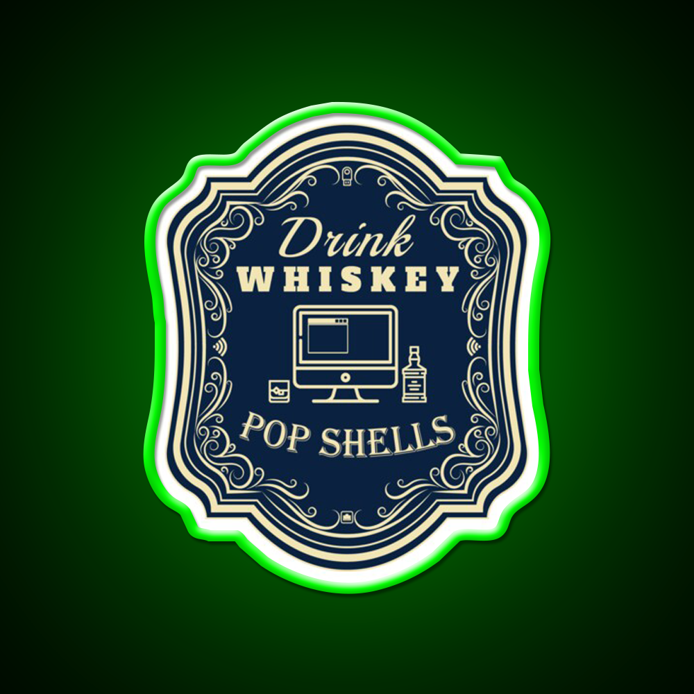 Drink Whiskey Pop Shells Whiskey Drink Bar Led Neon Sign Rgb Color