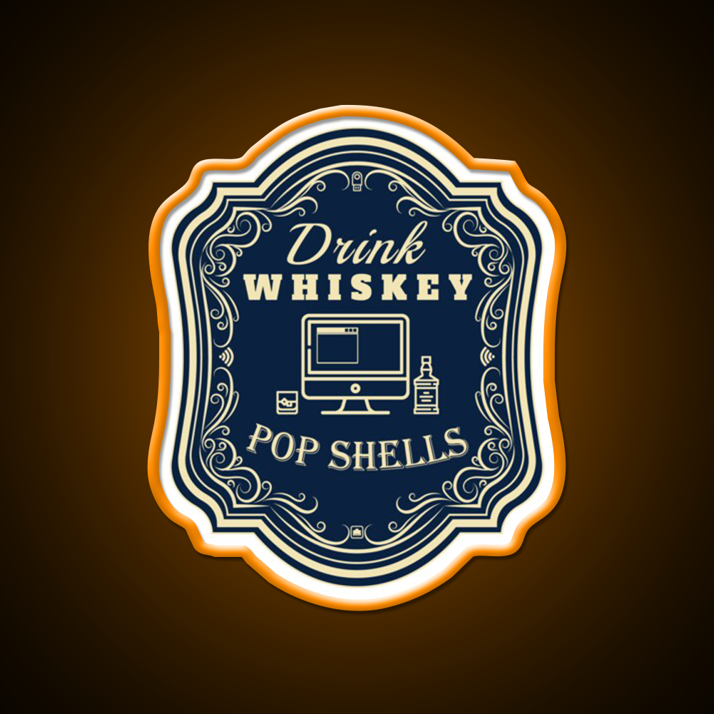 Drink Whiskey Pop Shells Whiskey Drink Bar Led Neon Sign Rgb Color
