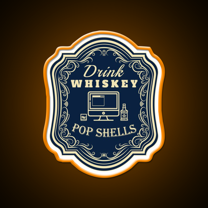 Drink Whiskey Pop Shells Whiskey Drink Bar Led Neon Sign Rgb Color