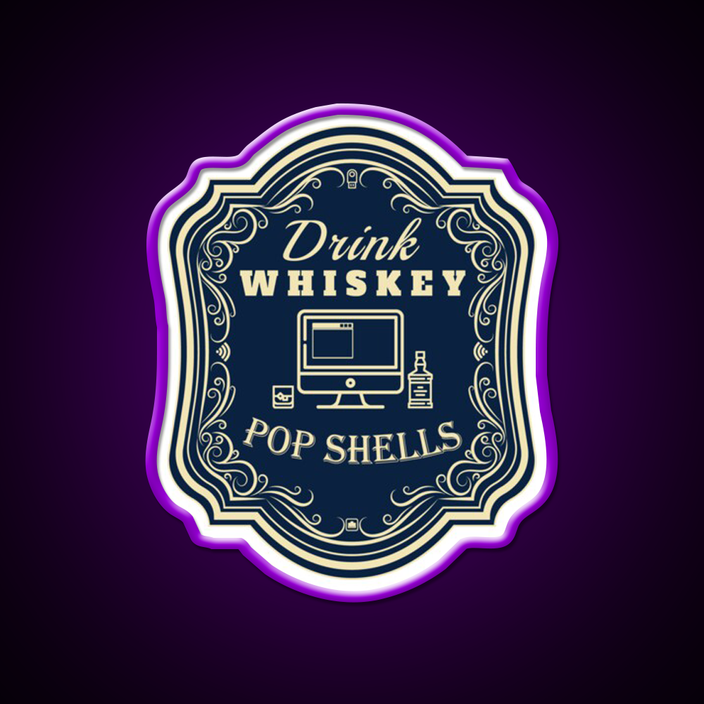 Drink Whiskey Pop Shells Whiskey Drink Bar Led Neon Sign Rgb Color