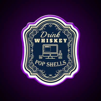 Drink Whiskey Pop Shells Whiskey Drink Bar Led Neon Sign Rgb Color