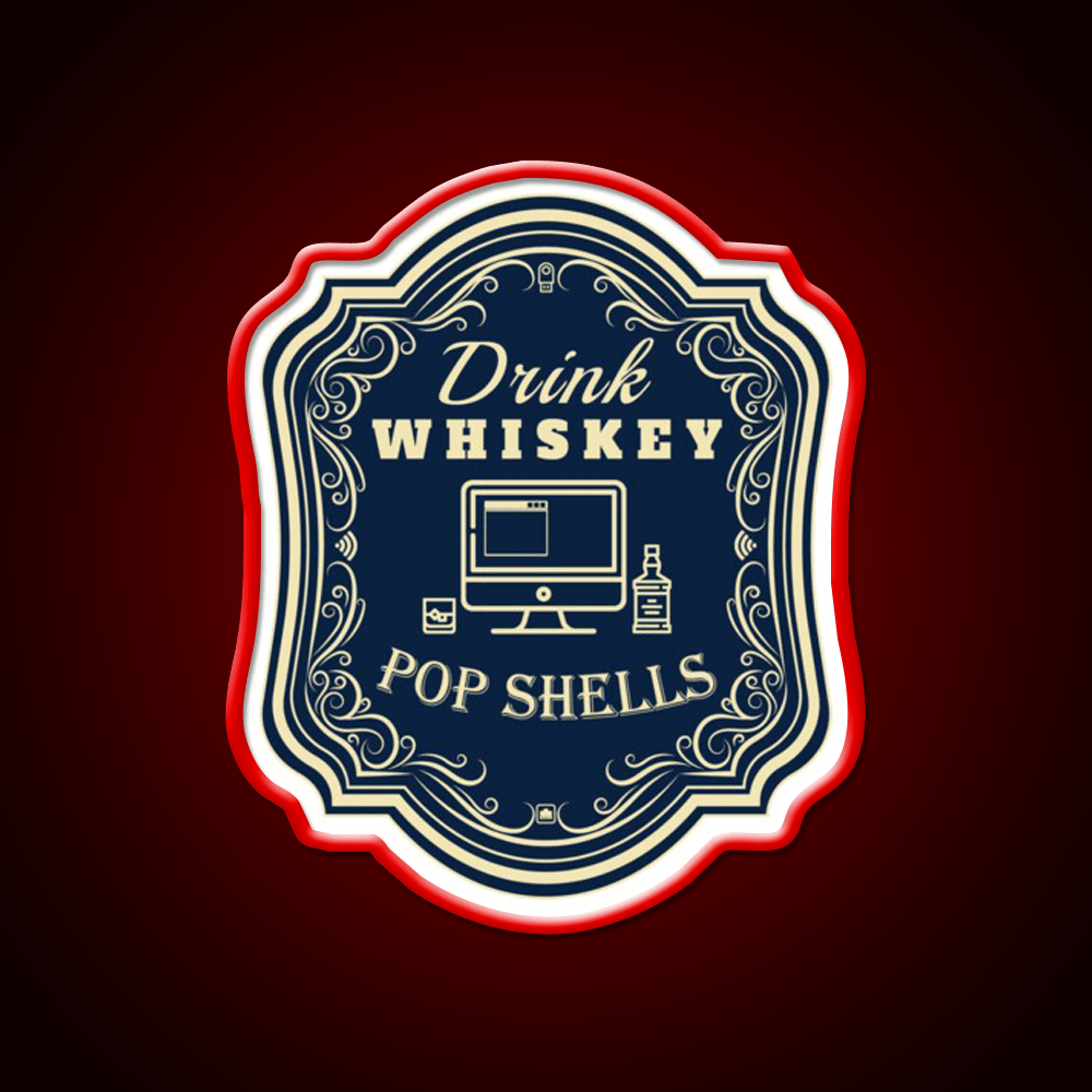 Drink Whiskey Pop Shells Whiskey Drink Bar Led Neon Sign Rgb Color - Shineneon