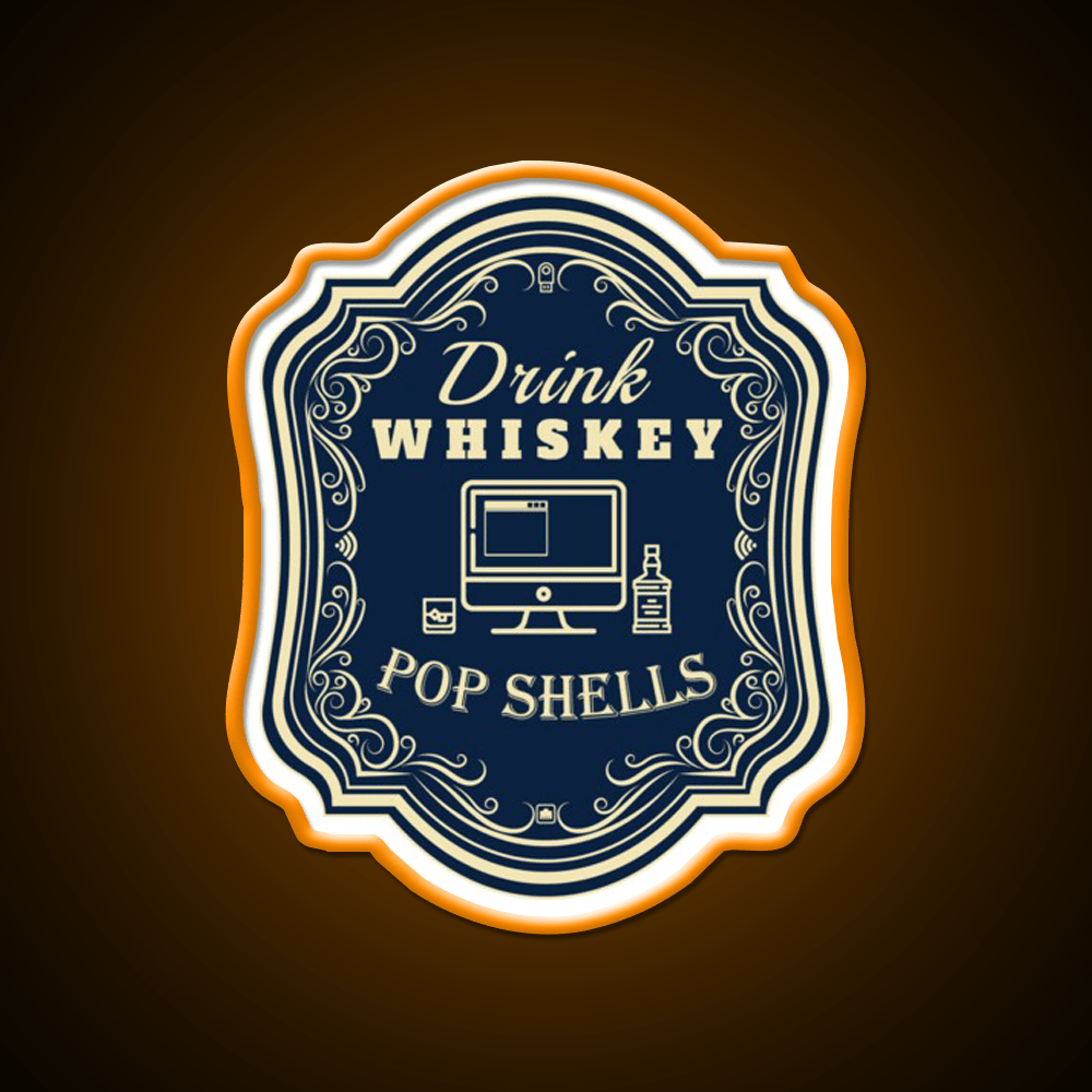 Drink Whiskey Pop Shells Whiskey Drink Bar Led Neon Sign Rgb Color - Shineneon