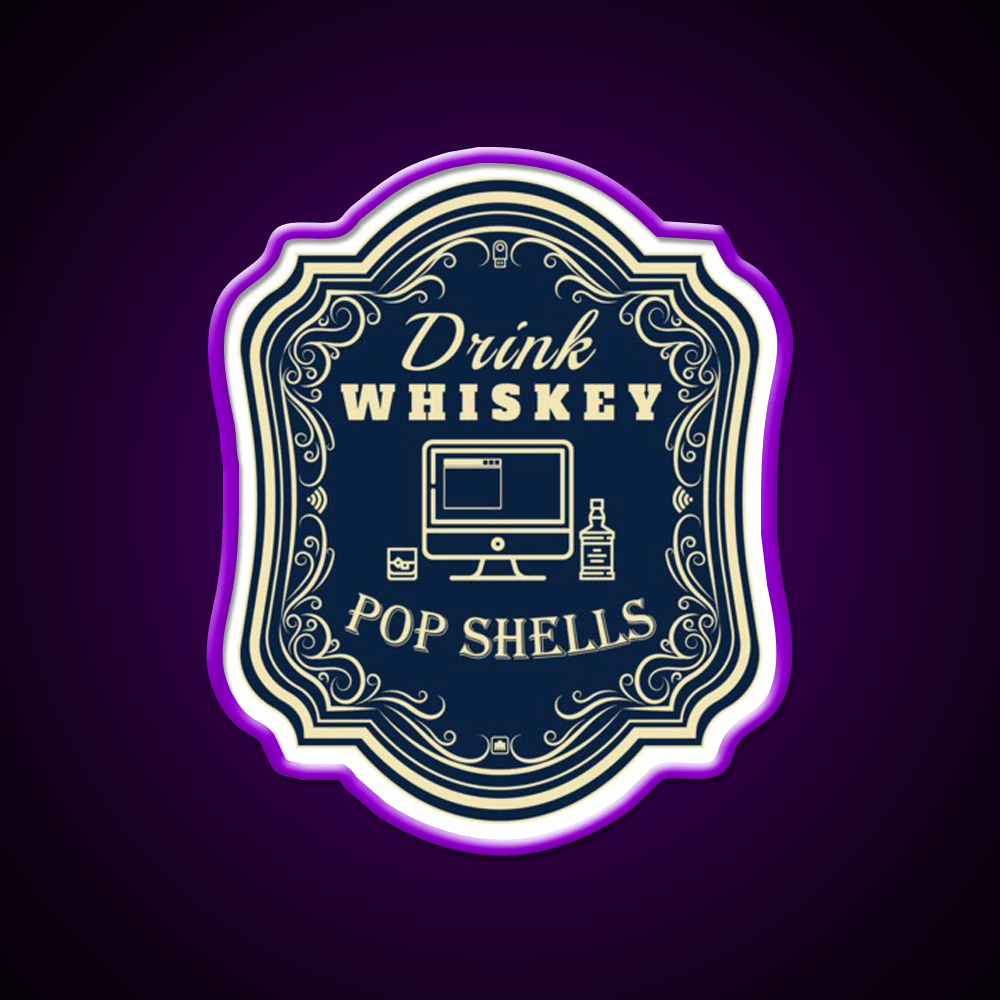 Drink Whiskey Pop Shells Whiskey Drink Bar Led Neon Sign Rgb Color - Shineneon
