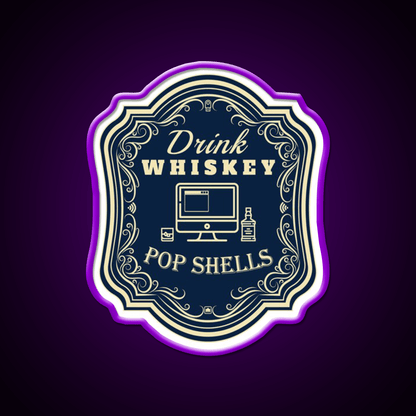 Drink Whiskey Pop Shells Whiskey Drink Bar Led Neon Sign Rgb Color - Shineneon