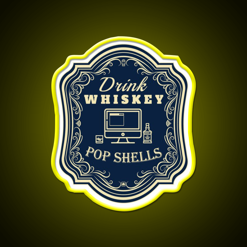 Drink Whiskey Pop Shells Whiskey Drink Bar Led Neon Sign Rgb Color - Shineneon