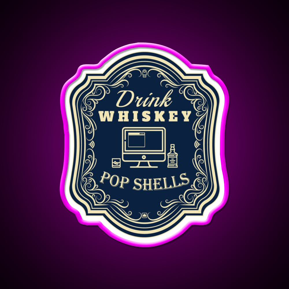 Drink Whiskey Pop Shells Whiskey Drink Bar Led Neon Sign Rgb Color - Shineneon