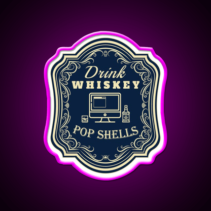 Drink Whiskey Pop Shells Whiskey Drink Bar Led Neon Sign Rgb Color - Shineneon