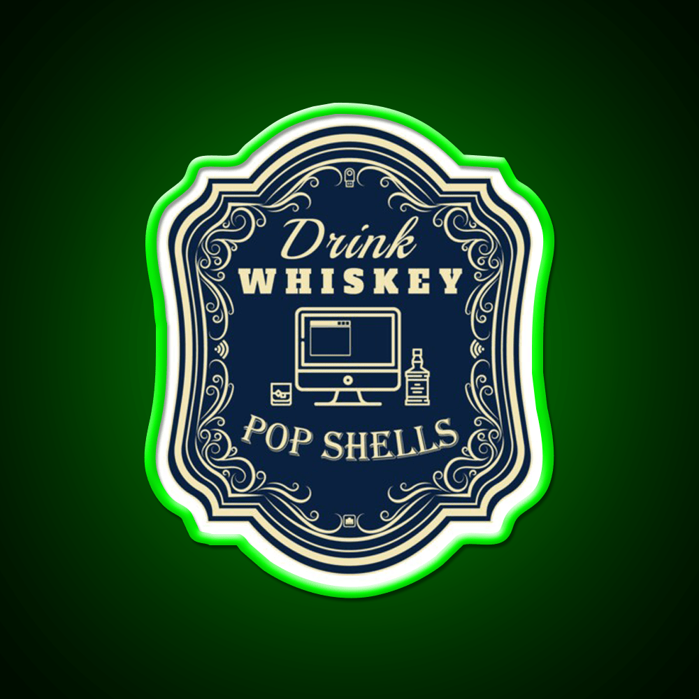 Drink Whiskey Pop Shells Whiskey Drink Bar Led Neon Sign Rgb Color - Shineneon
