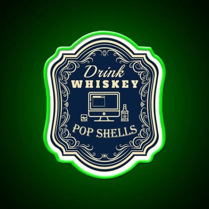 Drink Whiskey Pop Shells Whiskey Drink Bar Led Neon Sign Rgb Color - Shineneon