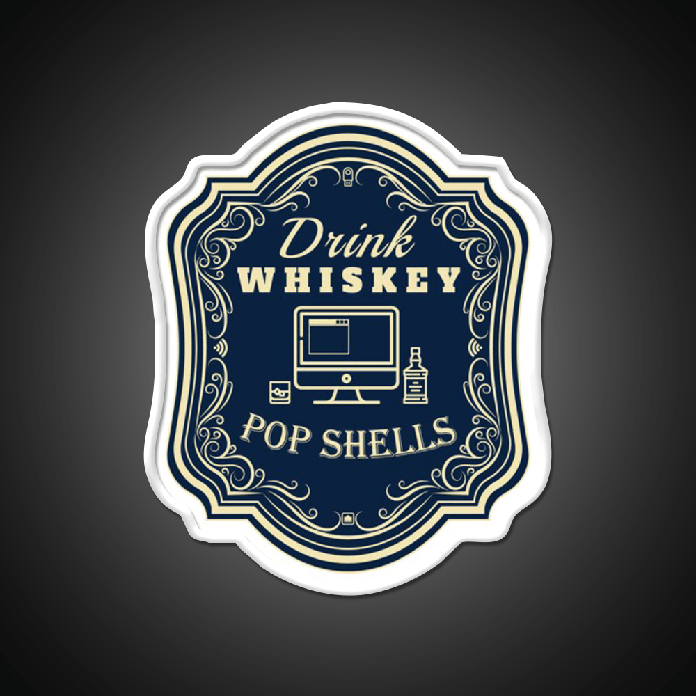 Drink Whiskey Pop Shells Whiskey Drink Bar Led Neon Sign Rgb Color - Shineneon