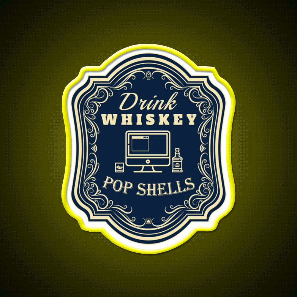 Drink Whiskey Pop Shells Whiskey Drink Bar Led Neon Sign Rgb Color