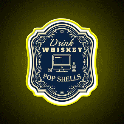 Drink Whiskey Pop Shells Whiskey Drink Bar Led Neon Sign Rgb Color