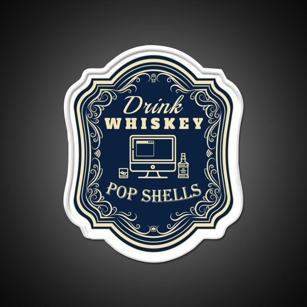 Drink Whiskey Pop Shells Whiskey Drink Bar Led Neon Sign Rgb Color