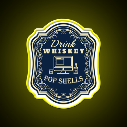 Drink Whiskey Pop Shells Whiskey Drink Bar Led Neon Sign Rgb Color