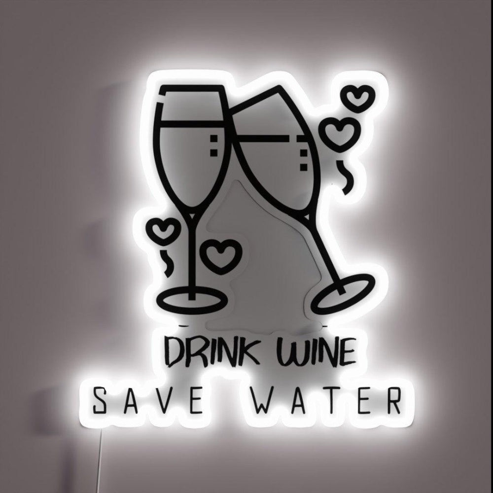 Drink Wine Save Water Rgb Led Neon Sign - Shineneon
