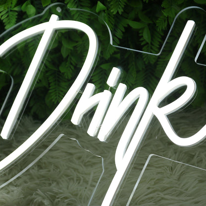 Drink With Us White Led Neon Sign - Shineneon