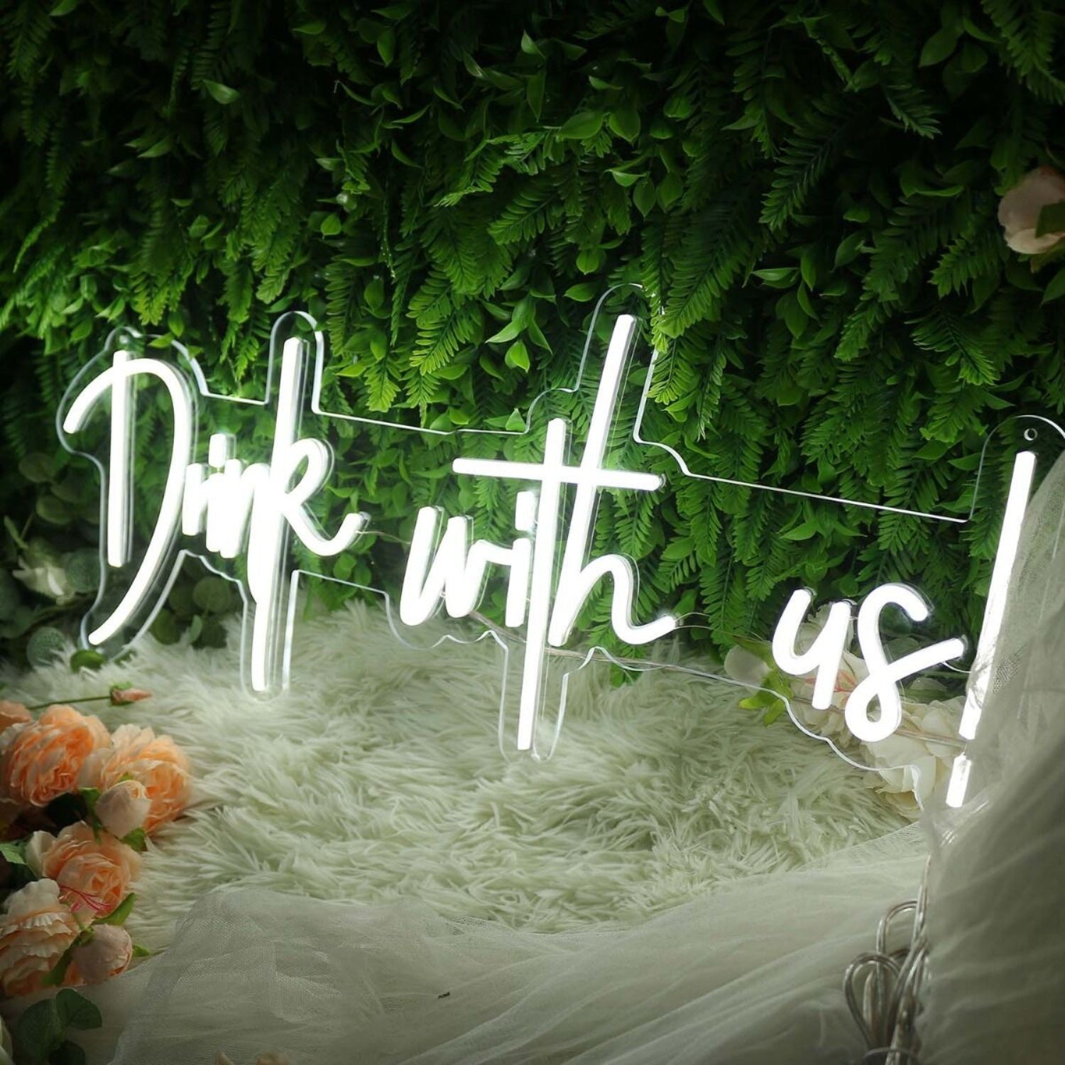 Drink With Us White Led Neon Sign - Shineneon
