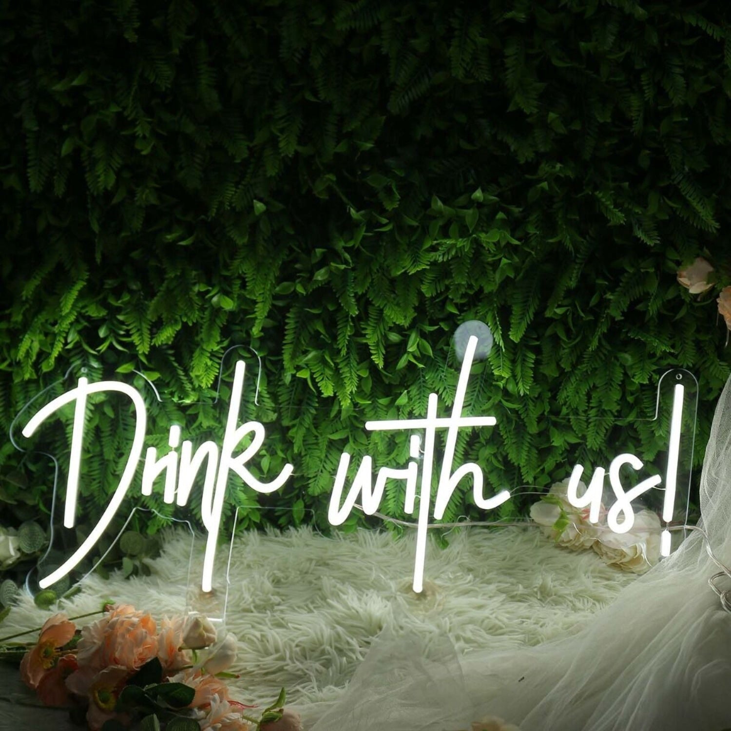 Drink With Us White Led Neon Sign - Shineneon