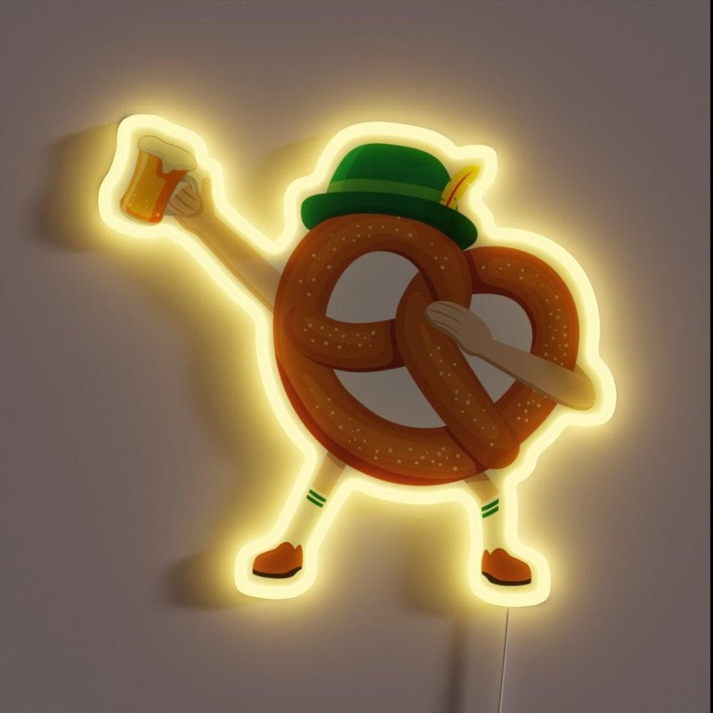 Drinking Bavarian Pretzel Wearing An Alpine Hat Led Neon Sign - Shineneon