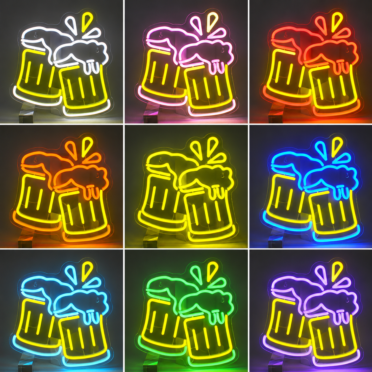 Drinking Beer LED Neon Sign color grid