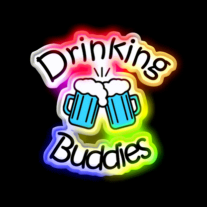 Drinking Buddies Party Drink Tequila Led Neon Sign Rgb Color - LED neon sign close-up detail