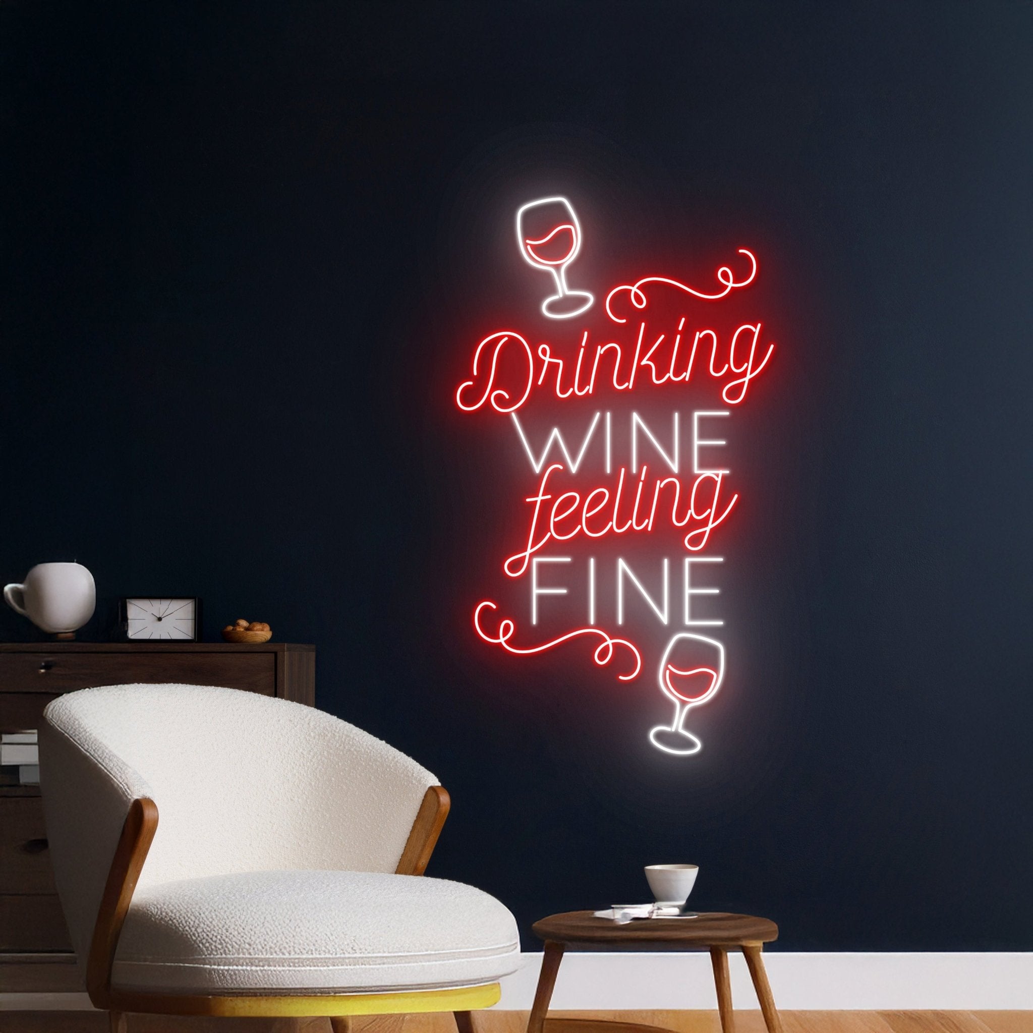 Drinking Wine Feeling Fine Led Sign - Shineneon